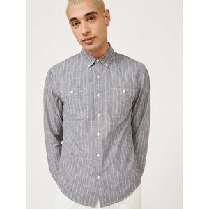 Free Assembly Men's Chambray Long Sleeve Shirt | XXL